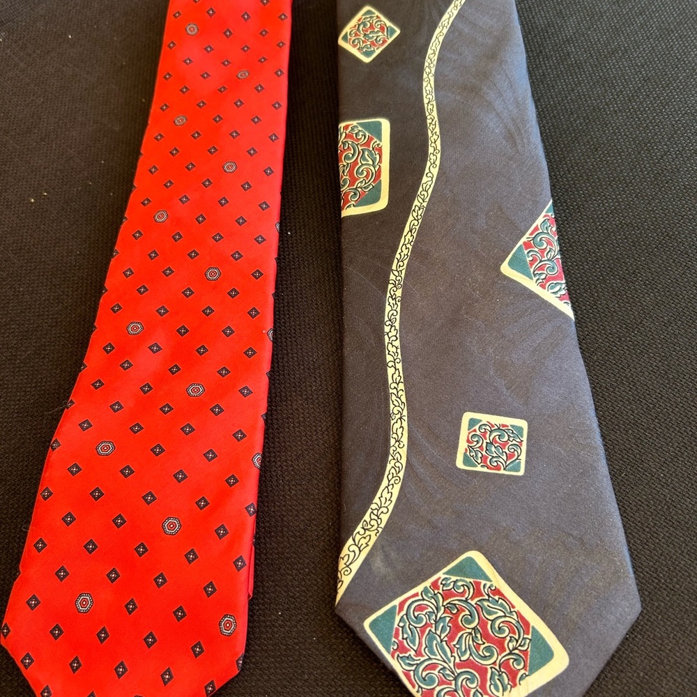 Halston Black Tie with Red and Green Patterns and red 2 for 1